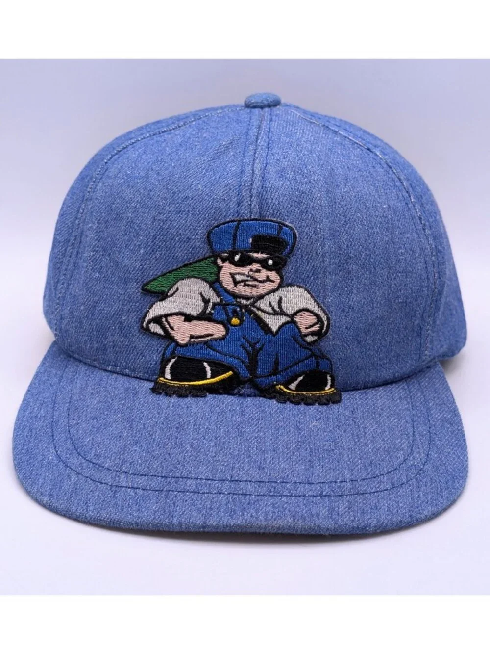 Retro Denim Blue Jean Strap Back Hat Street Wear 90s Y2K JNCO Style Vintage Cap